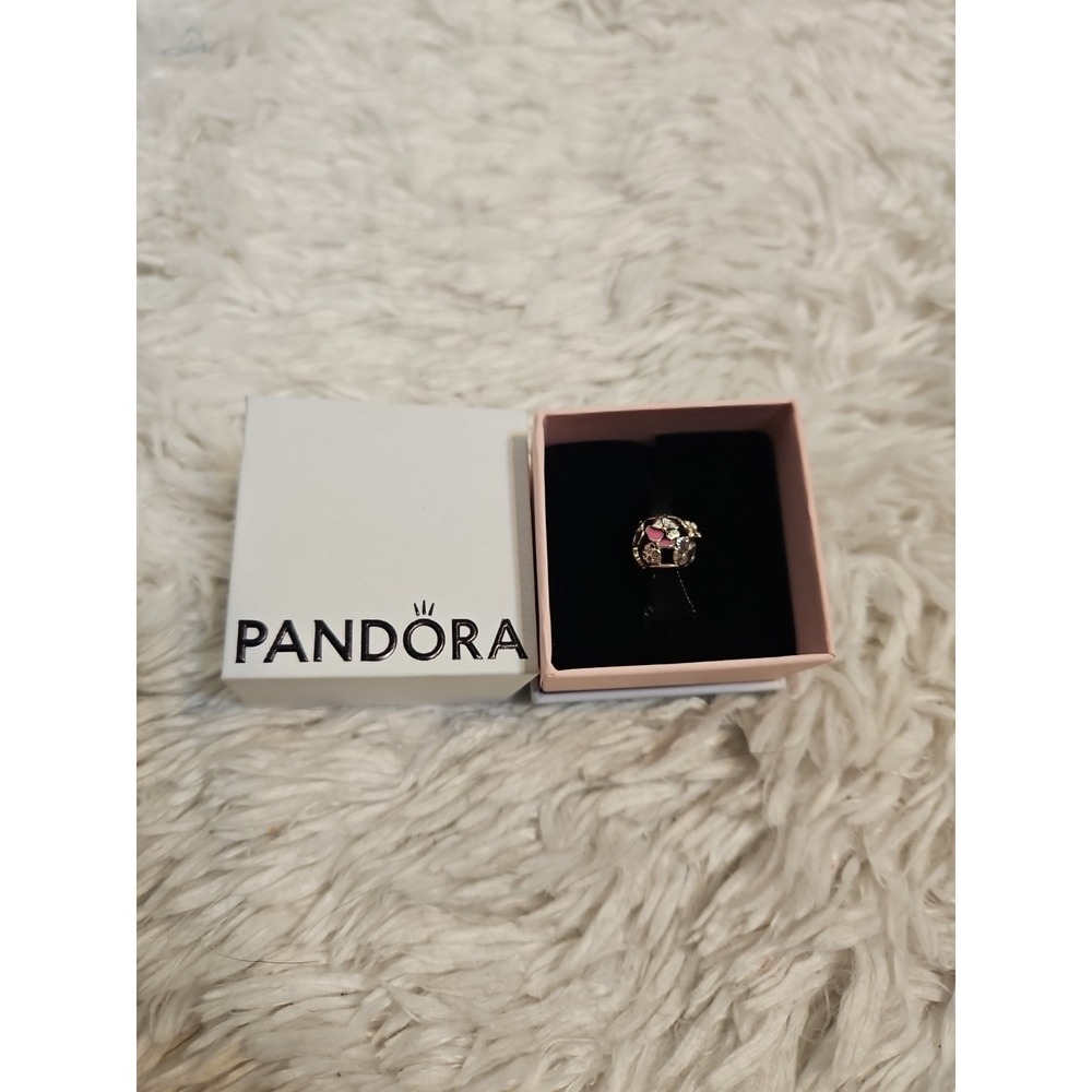 Pandora Rose Sparkling Flower Charm Pink Rose ‎ Sterling Silver - Picture 3 of 3